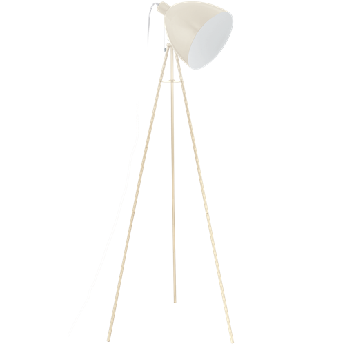 Dundee gulvlampe i metal sandfarvet, med afbryder snor træk, MAX 60W E27, diameter 60 cm, højde 135,5 cm.